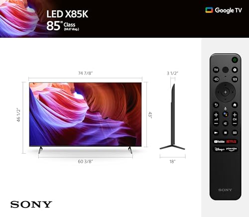 Sony 65 Inch 4K Ultra HD TV X85K Series: LED Smart Google TV with Dolby Vision HDR and Native 120HZ Refresh Rate KD65X85K- Latest Model, Black