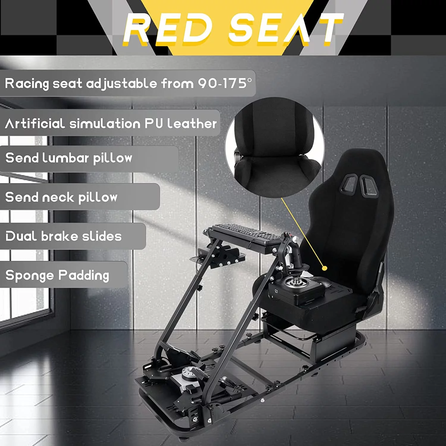 Marada Flight Racing Simulator Cockpit with Game Seat Foldable Fit Thrustmaster HOTAS Warthog