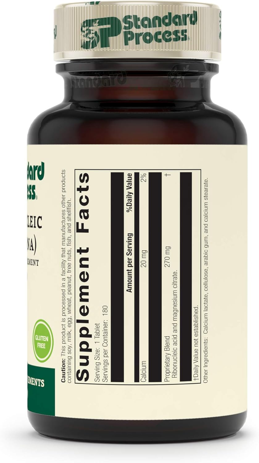 Standard Process Ribonucleic Acid (RNA) - RNA Supplement with Calcium, and Magnesium Citrate - Vegetarian, Gluten Free - 180 Tablets Pack of 2