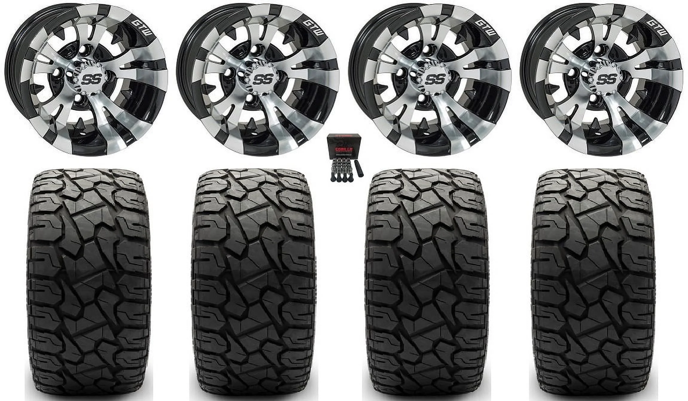 GTW Vampire 12" Golf Cart Wheels Black 23" X Comp X/T Tires Yamaha - Curated Treasures Market