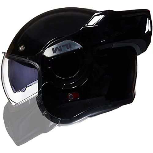 ILM Vintage Full Face Modular Motorcycle Helmet for Adults Men ATV UTV Snowmobile with 180° Reversible Chin Guard DOT Model-B707(Matte Black, L)