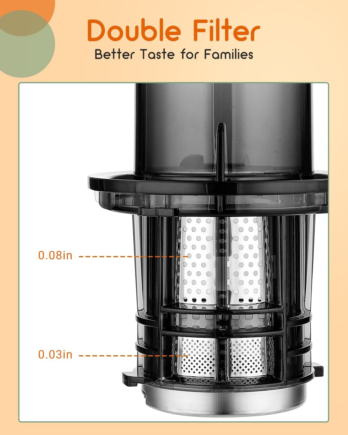 Cold Press Juicer Machines- Compact Slow Masticating Juicer,Up to 92% Juice Yield 3.1" Wide Chute for High Nutrient Fruits Vegetables Easy Clean with Brush Pulp Measuring Cup Reverse
