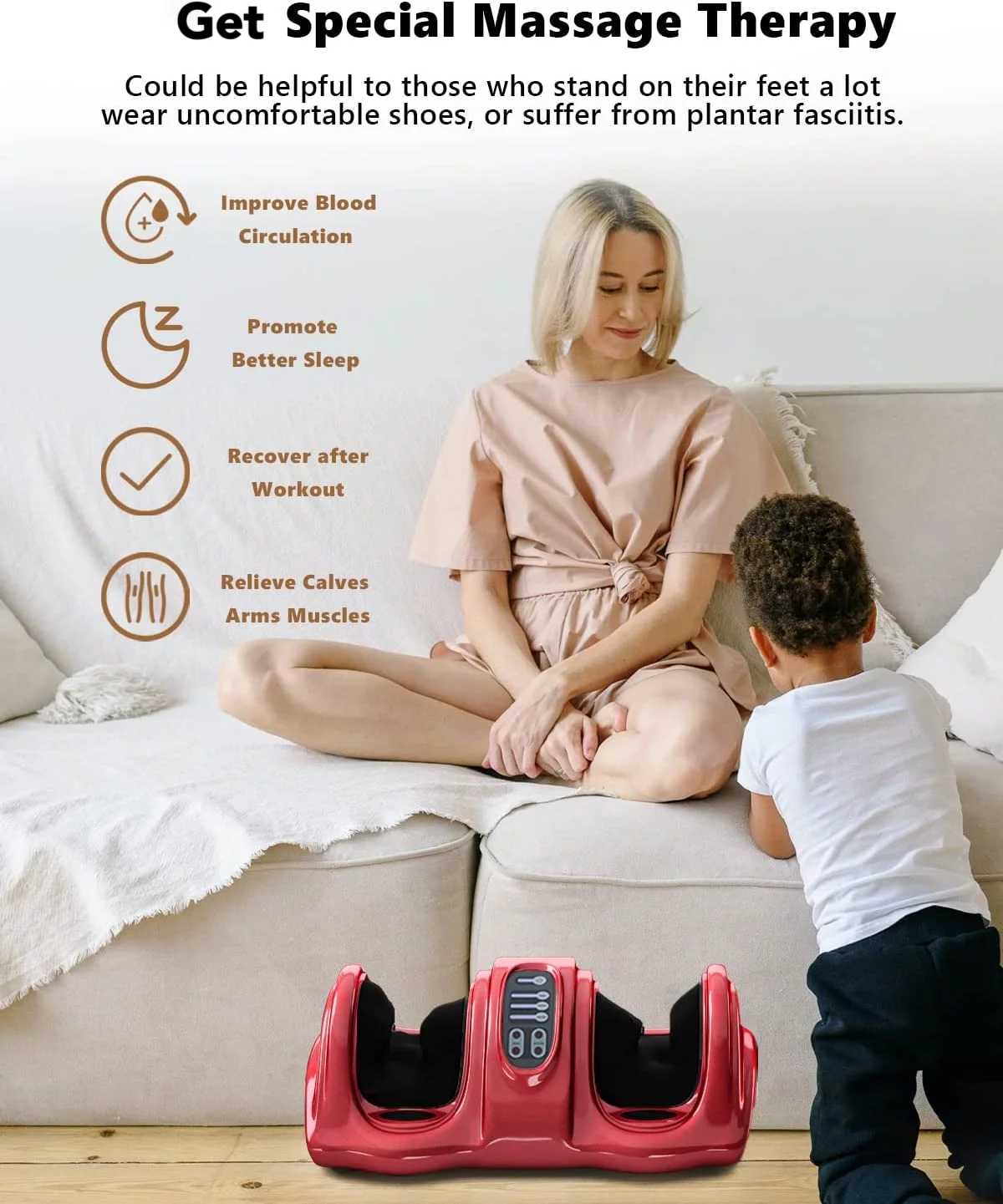 Foot Shiatsu Massager, Therapeutic Foot Massager Electric, Kneading and Rolling Reflexology for Foot, Leg Calf, Ankle, with Remote and 3 Massage Modes