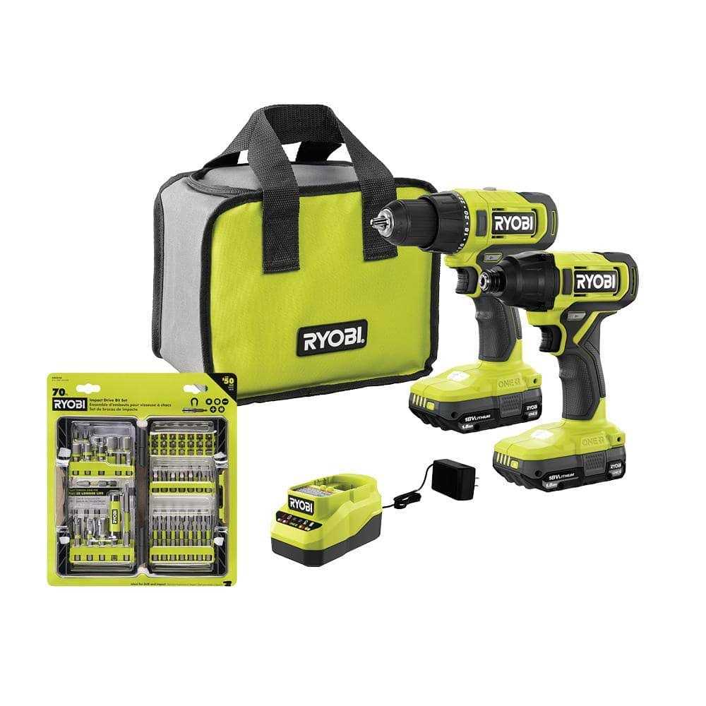 Ryobi ONE+ 18V Cordless 2-Tool Combo Kit with Drill/Driver, Impact Driver, 1.5 Ah Batteries, and Charger - Shop Hardware Tools Online Store