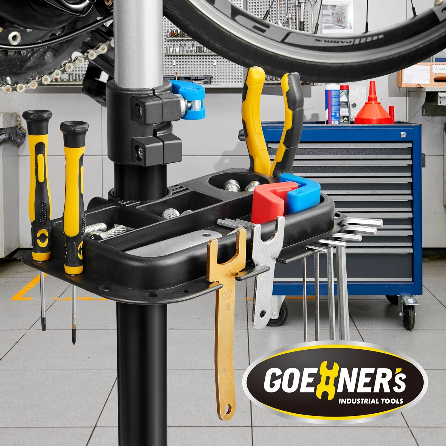 GOEHNER's E Bike Repair Stand Heavy Duty (Max 100 lbs) - Portable Bicycle Repair Stand Mechanics Workstand for Maintenance of Heavy E Bike, Bike Mountain Bike and Road Bike
