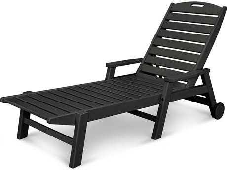 POLYWOOD Nautical Chaise with Arms u0026 Wheels - Sand