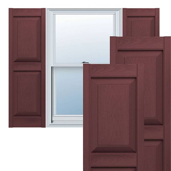 Builders Edge 15W in. Raised Panel Vinyl Shutters Bordeaux