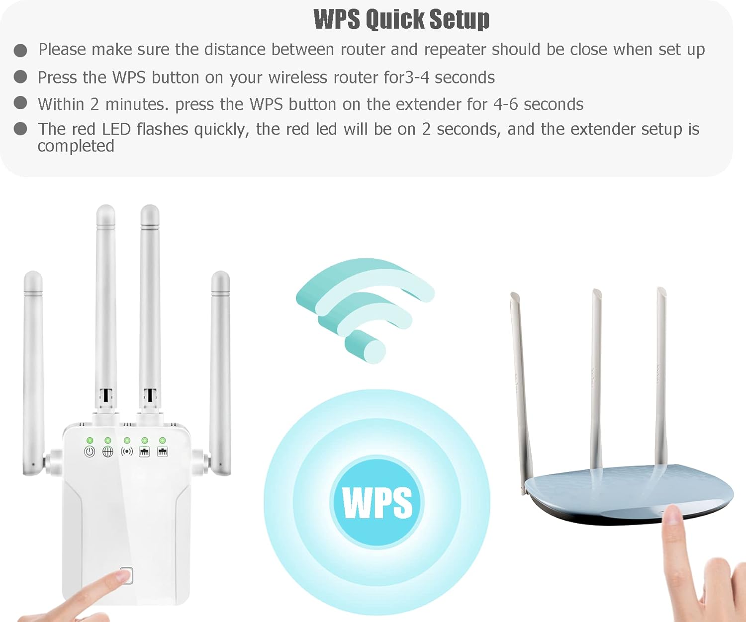 Best WiFi Extender WiFi Booster - 1200M Internet Booster with 10 Feet Ethernet Cable Covers Up to 4500 Sq ft and 50 Devices - 5G 2.4 GHz Wireless WiFi Extenders Signal Booster for Home (White) Pack of 2
