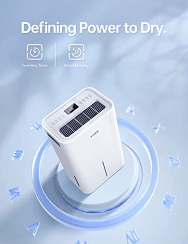 BUBLUE Dehumidifier for Basements, Home and Large Room with Auto or Manual Drainage | 36 db Industry Leading Noise Reducing | Integrated Air Filters, 3 Operation Modes, Clothes Drying
