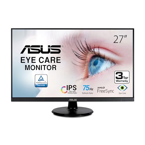 ASUS 27” 1080P Video Conference Monitor (BE279QSK) - Full HD, IPS, Built-in Adjustable 2MP Webcam, Mic Array, Speakers, Eye Care, Wall Mountable, Frameless