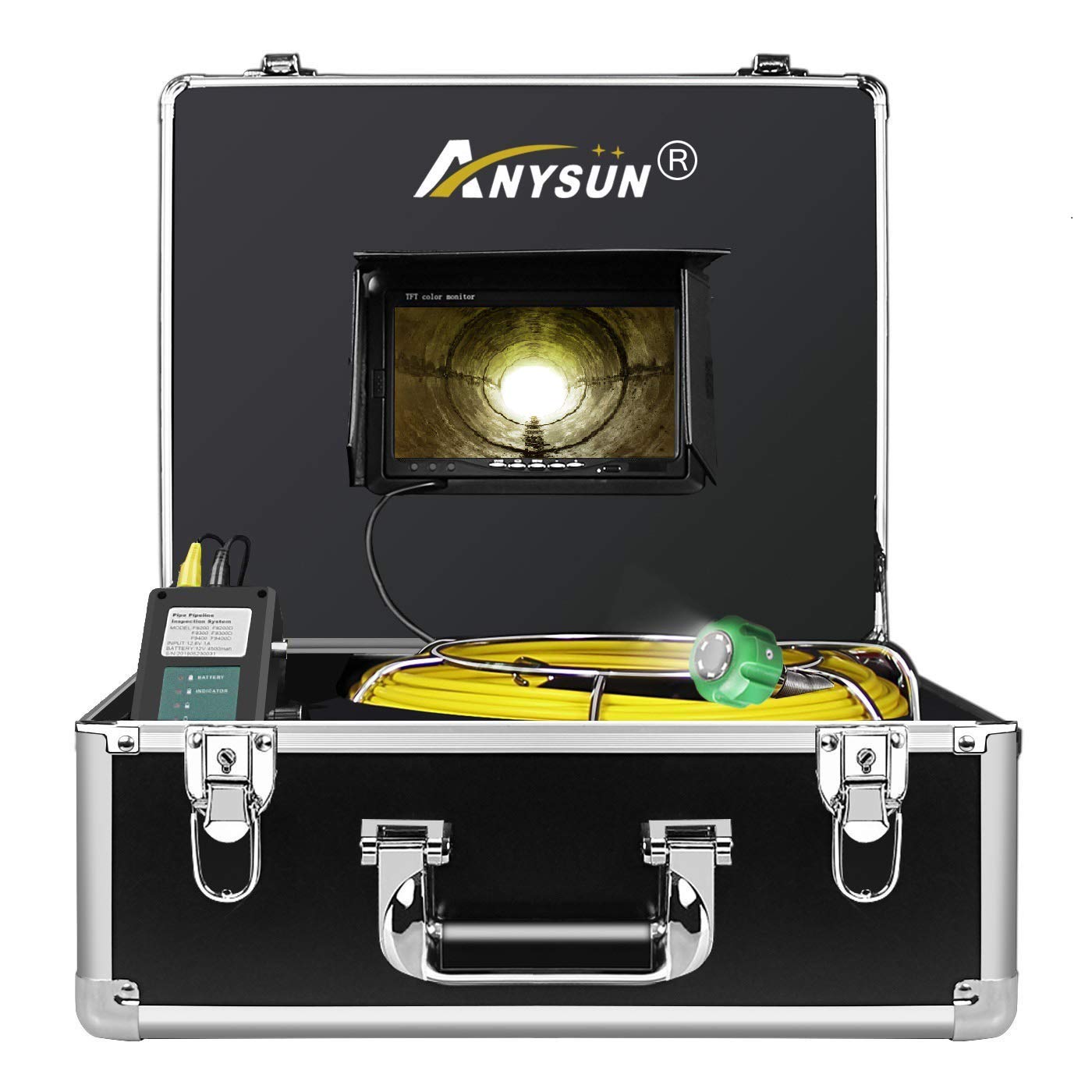 Sewer Inspection Camera 100FT with DVR Plumbing Pipe Snake Cam Chimney Video Inspection Equipment 7 Inch LCD Monitor Waterproof IP68 with DVR (8GB SD Card)
