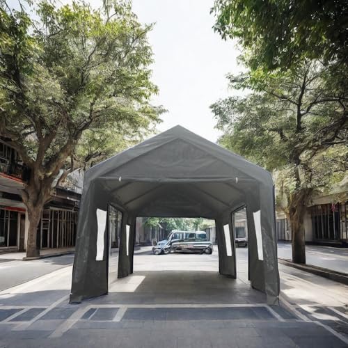 CarPorts 10x20 Heavy Duty Portable Carport Canopy with Sidewalls, Outdoor Large Garage Storage Shed Waterproof Tents for Vehicles Car Truck Boat SUV Shelter, Grey