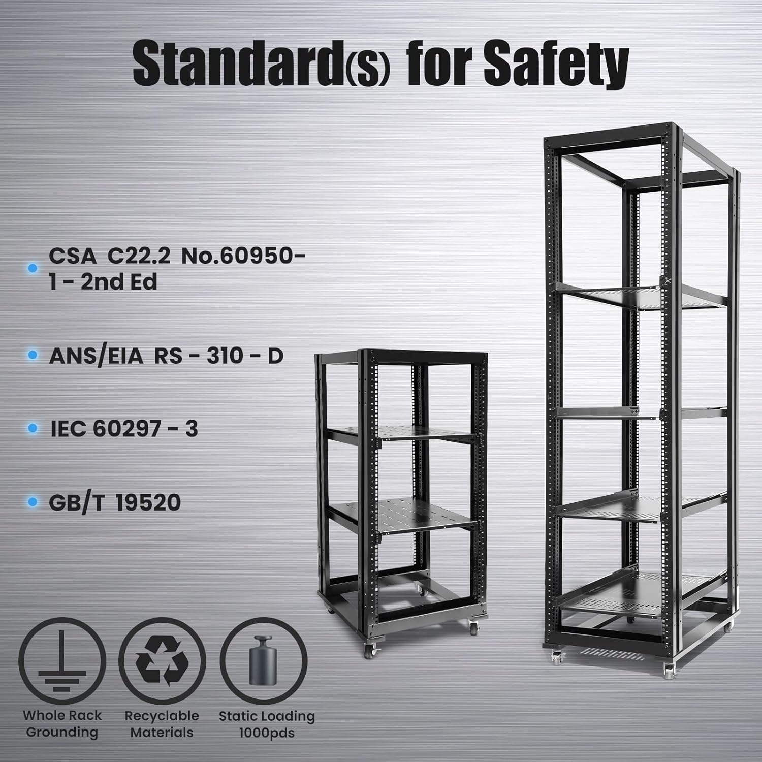 RAISING ELECTRONICS 22U 4 Post Open Frame 19inch Data Network It Server/Audio Rack 31" Deep UL Certified