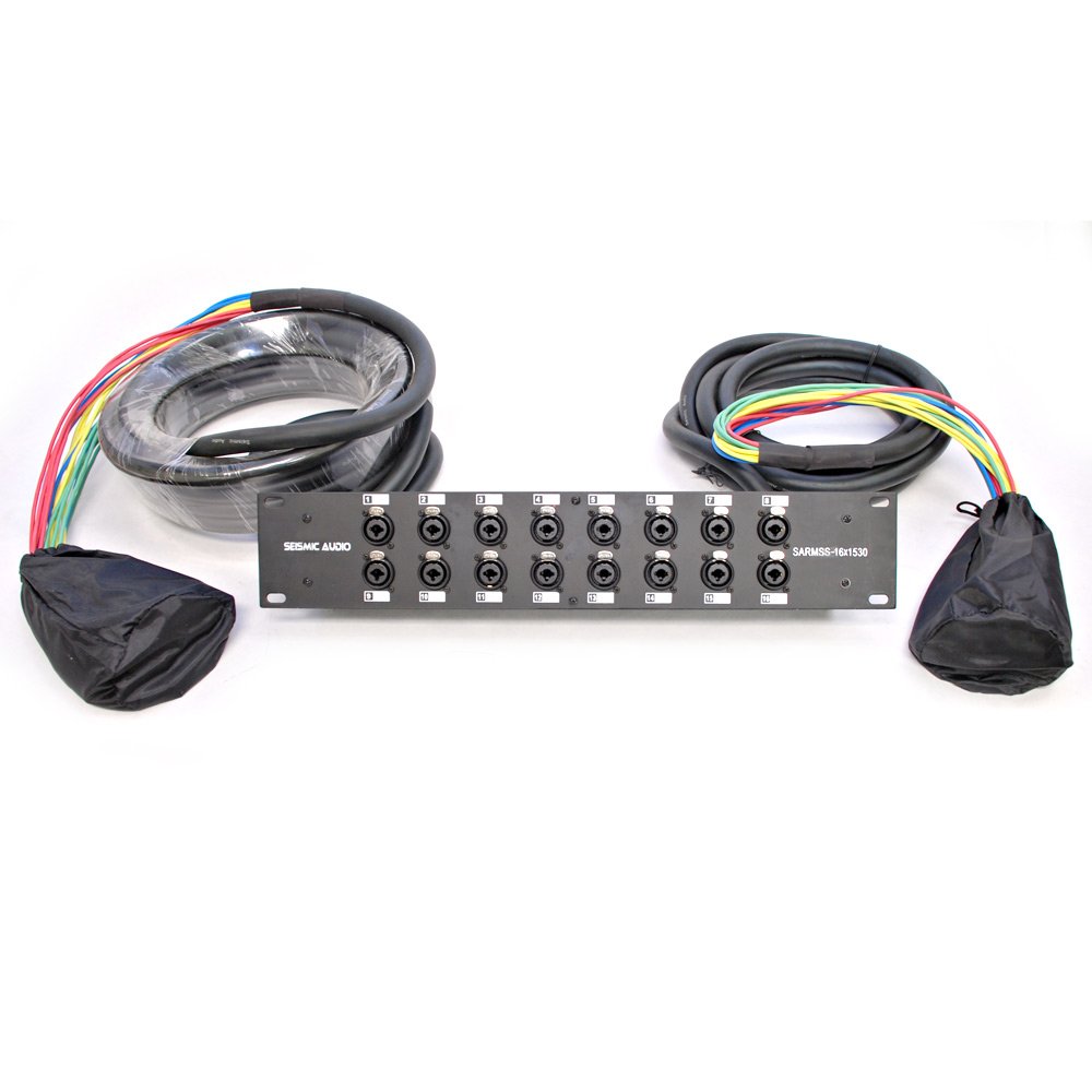 Seismic Audio Rack Mount 32 Channel TRS Combo Splitter Snake Cable-5' and 30' XLR Trunks (SARMSS-32x530)