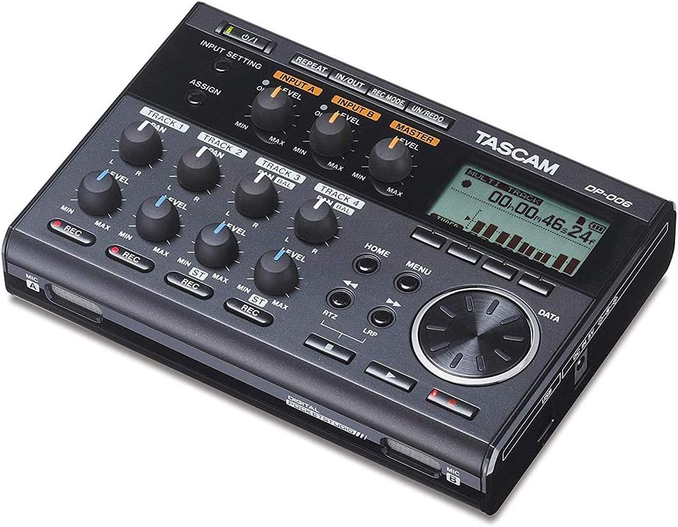 Tascam DP-006 6-Track Digital Pocketstudio with Tascam PS-P520E AC Power Adapter, Polsen HPC-A30 Headphones & 32GB Memory Card Bundle