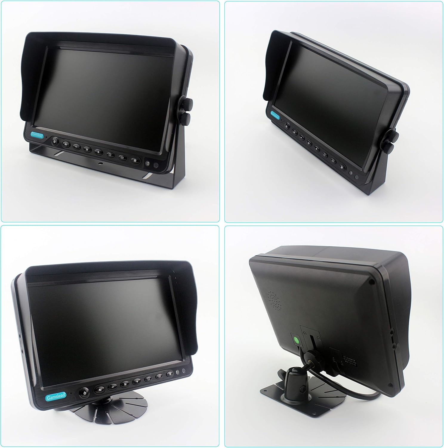 CAMSLEAD Heavy Vehicle Safety Camera System 9 inch Monitor with Quad Split Screen, Truck Trailer RV Backup Camera, HD Colour IP69K &10G Vibration Rear View Camera System for Van Caravan Camper