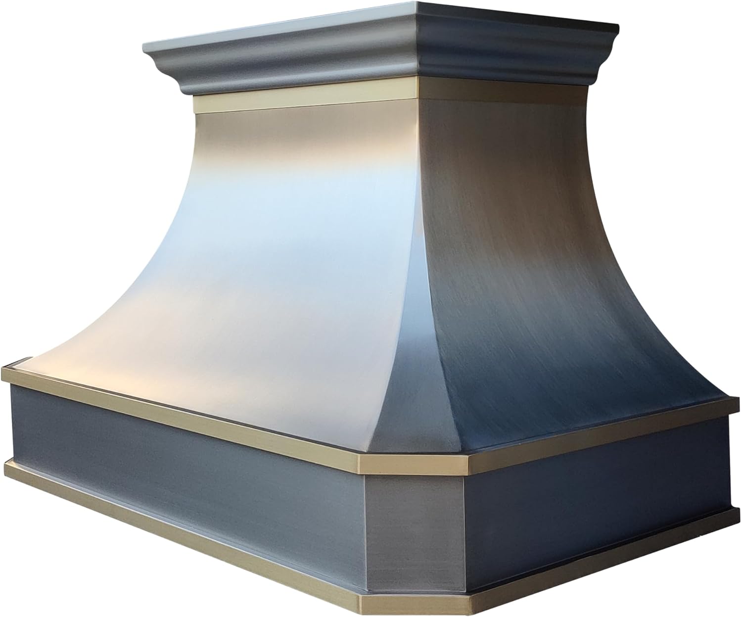 Stainless Steel Range Hood Island Mount 42'' W,42'' H, CT Copper Tailor Custom Handmade Metal Kitchen Vent Hood, With 4-Speed Exhaust Fan & LED Light,SH3-BS