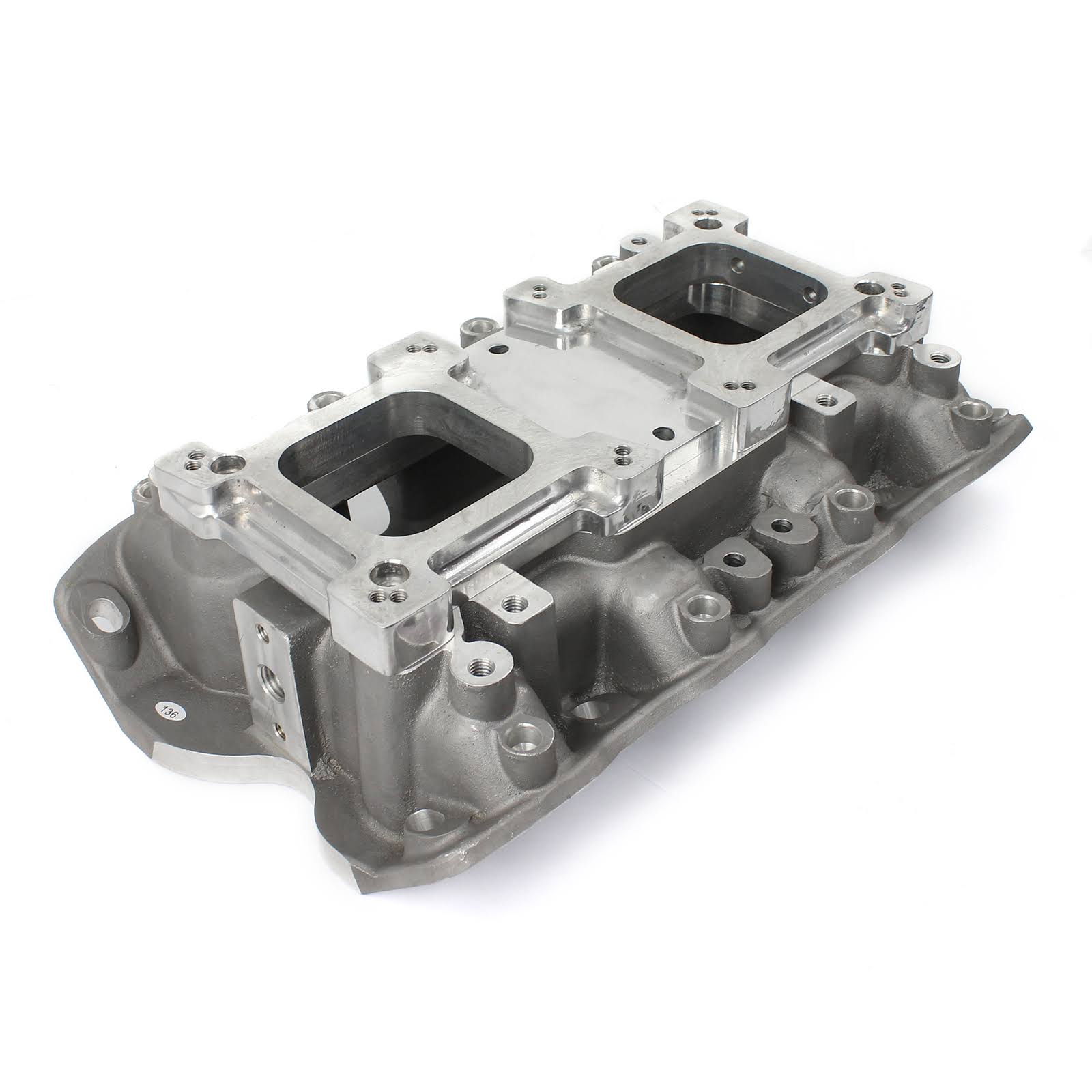 Ford 302 351C Cleveland 3V 4V w/Tongues Open Intake Manifold w/Dual Carb Adapter