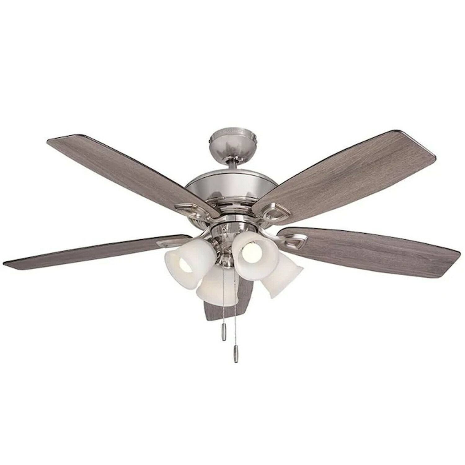 Harbor Breeze Notus 52 inch Brushed Nickel LED Indoor Ceiling Fan with Light Kit 5 Blade Damaged Box 41947