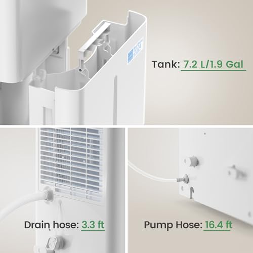 Waykar 80 Pint Energy Star Dehumidifier for Home, Basement, Large Rooms up to 5,000 Sq. Ft. - Auto Defrost, Ultra Quiet(40 dB), Auto Comfort Mode, with Drain Hose & Water Tank