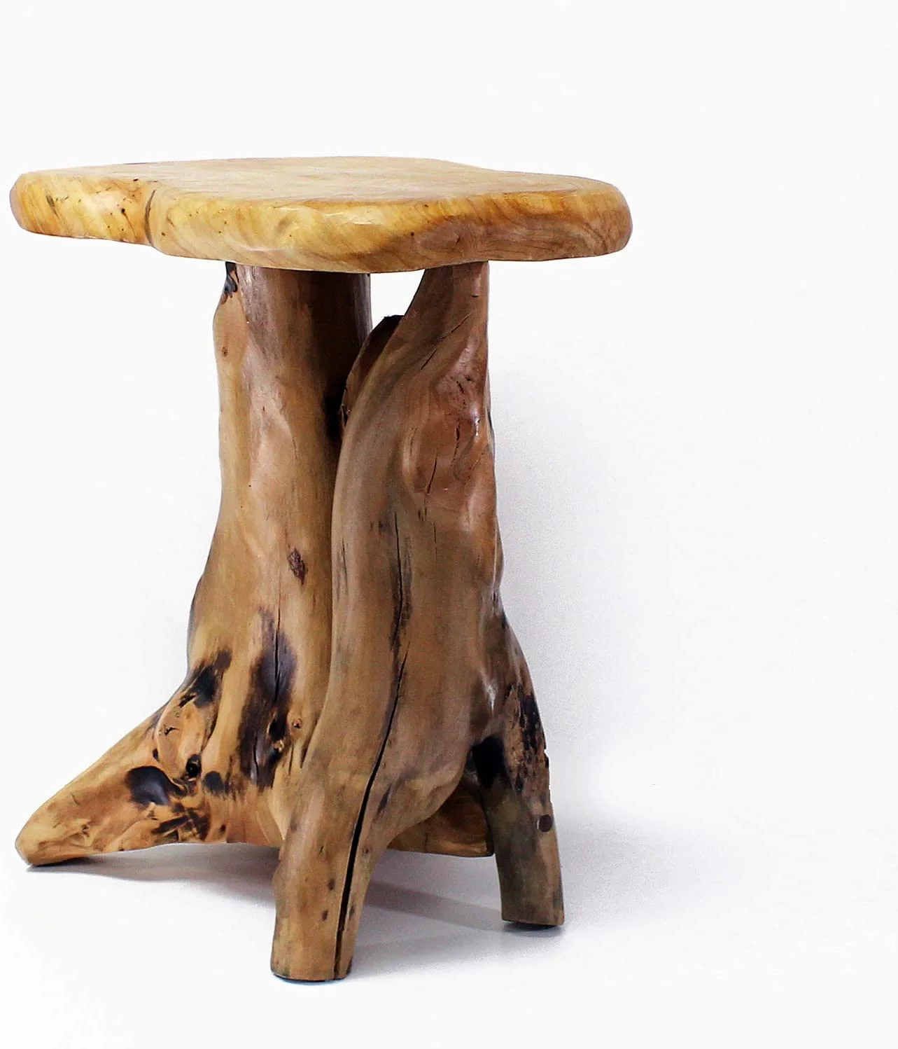 YINCHEN Tree Stump Side Table, Live Edge Stool, Natural Edge Wood Side Table, Accent Table, 19" Tall