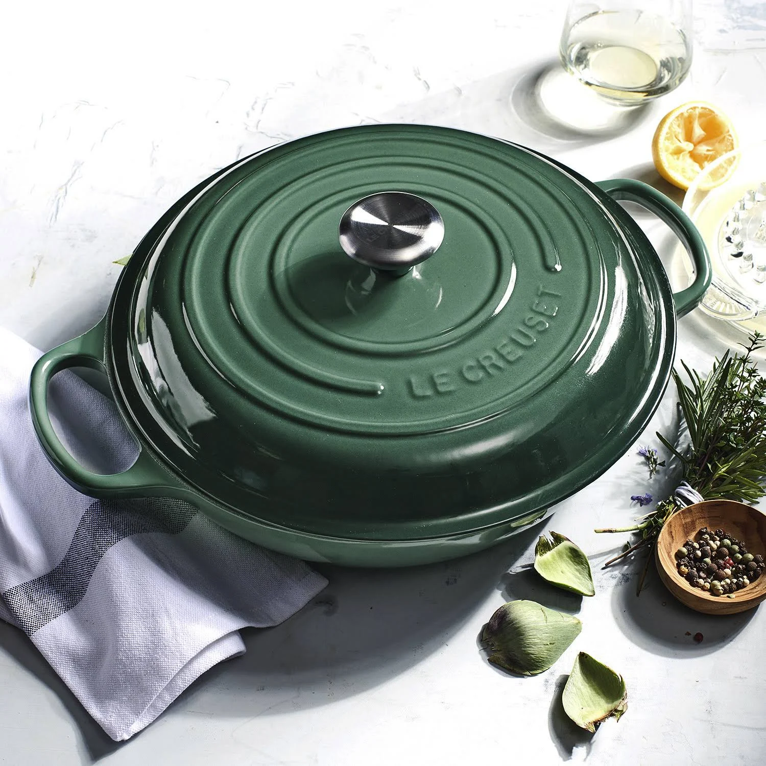 Le Creuset Signature Cast Iron 3.5-Quart Deep Teal Braiser