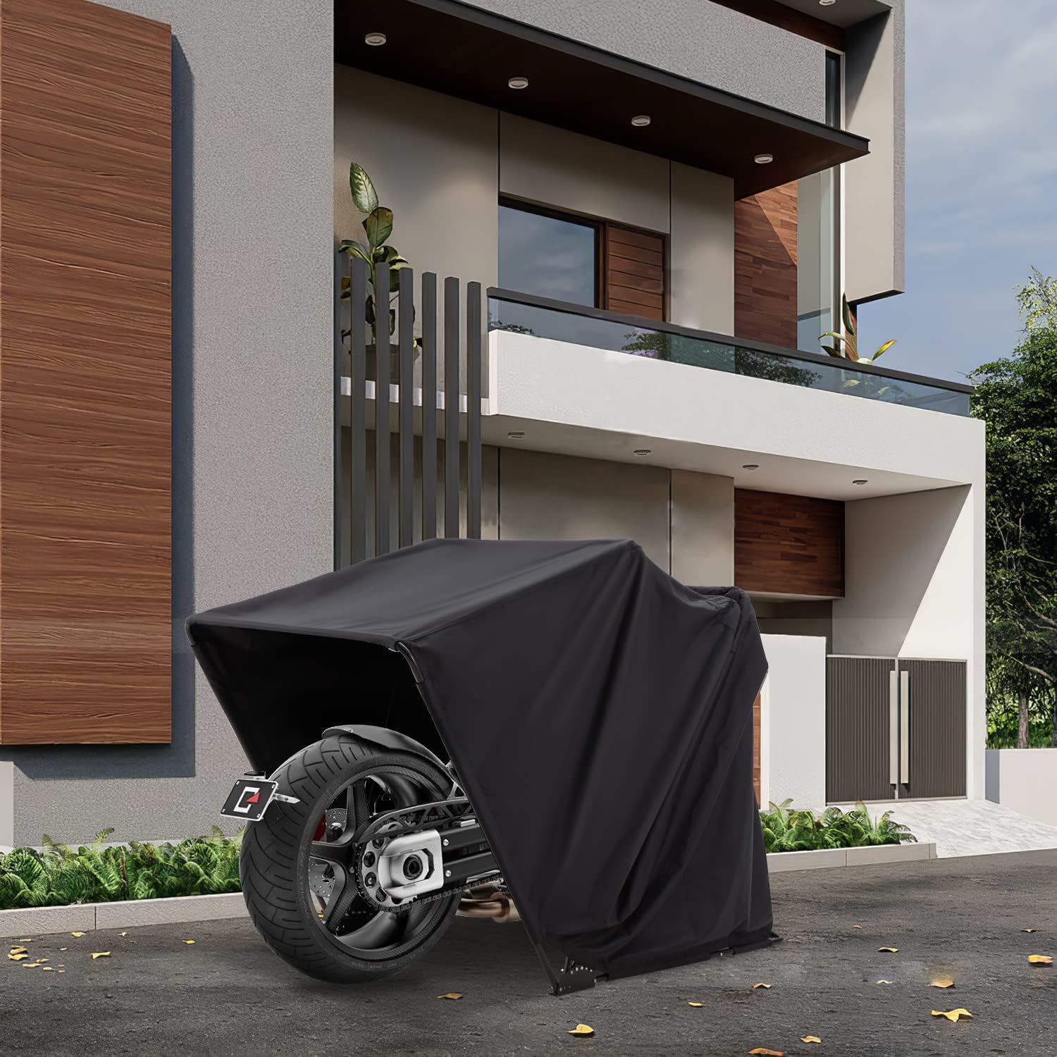 YOLENY Heavy Duty Motorcycle Shelter, Motorcycle Tent, Motorcycle Storage Sheds, Strong Frame Oxford Motorcycle Shed, 106" Motorcycle Cover Waterproof Outdoor, with Carry Bag