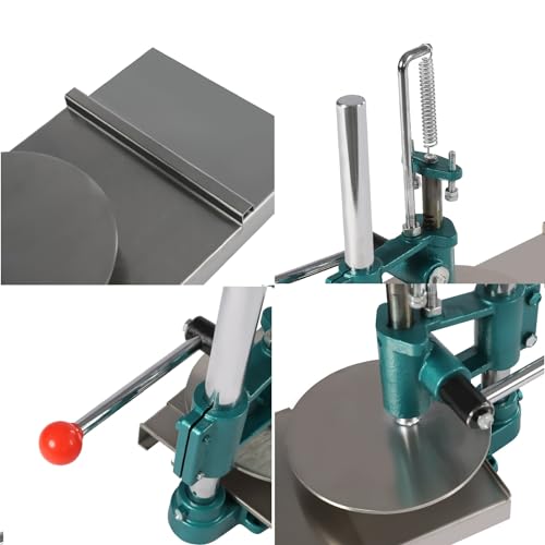 Manual Dough Press Machine Stainless Steel Dough Pizza Presser Large Press Plate Dough Flattening Machine for Pies Pizza Pastry Bread Maker, Home Commercial Use, Thickness Adjustable