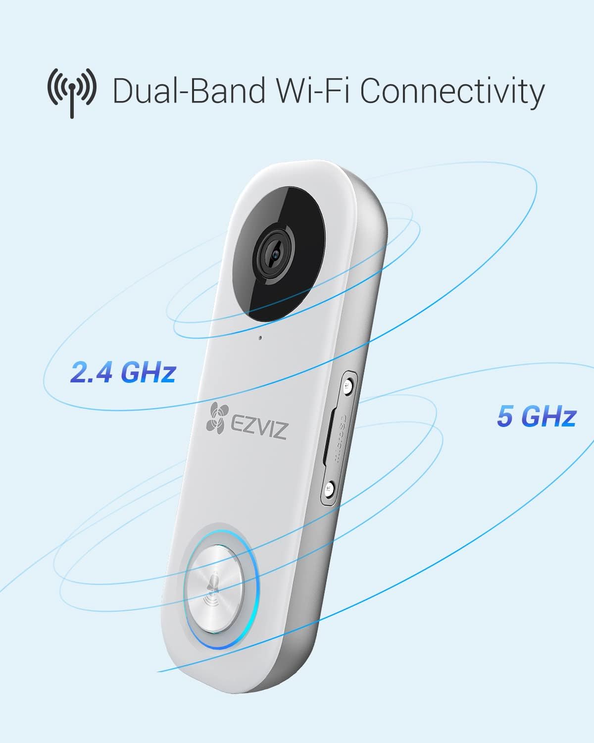 EZVIZ Video Doorbell Camera, 2.4Ghz/5Ghz Wi-Fi 1080P Security Camera with AI-Human Detection, 2-Way Audio, Existing Wiring Required | DB1C