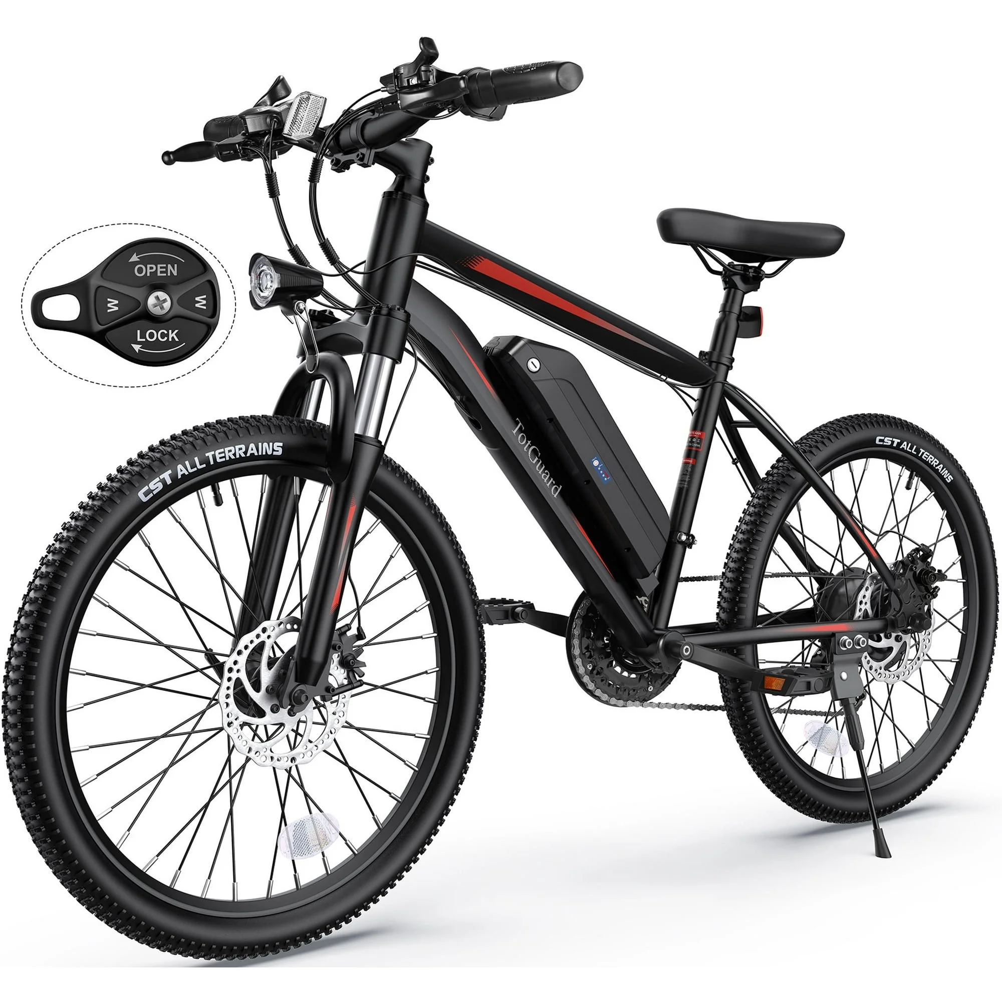 TotGuard Electric Bike, Electric Bike for Adults, 26 Ebike 350W Adult Electric Bicycles, 19.8MPH Electric Mountain Bike, 36V 374.4WH Battery, Suspension Fork, Shimano 21 Speed Gears