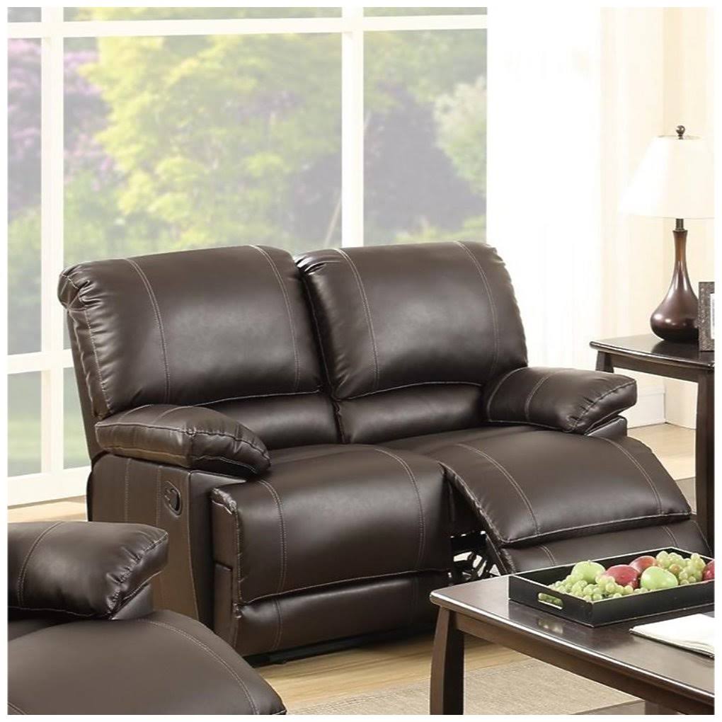 Benzara Bm171456 Pine Wood Reclining Loveseat Dark Brown