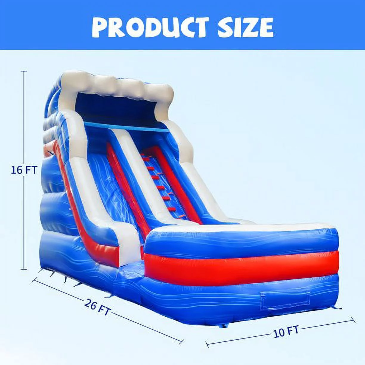 GOOSH 16 ft x 26 ft Commercial Grade Kid  Inflatable Water Slide with Blower, Giant Blow Up Outdoor Water Slide with Splash Pool, Big Water Slide Inflatable for Lake Backyard Outdoor Fun