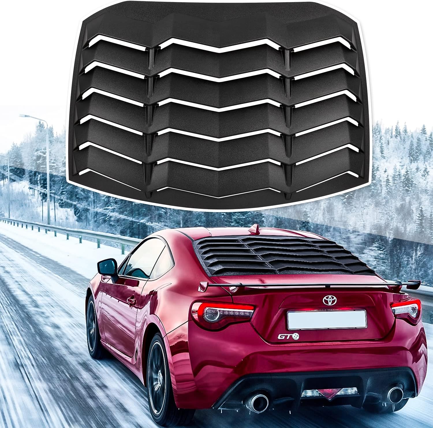 Rear Window Louver for Toyota GT86, Scion FR-S and Subaru BRZ 2013-2020 in GT Lambo Style ABS Matte Black Windshield Sunshade Cover