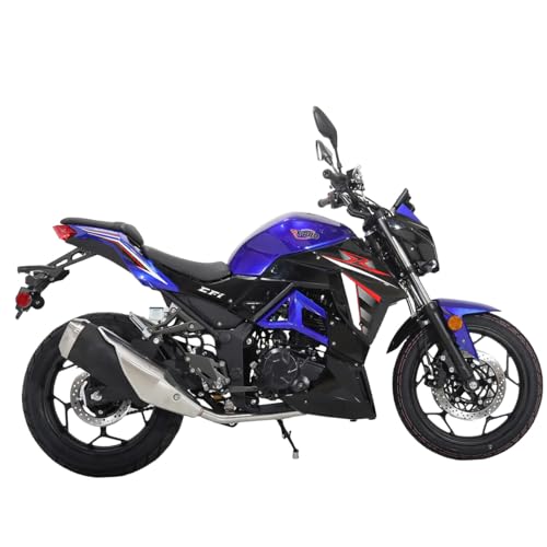 X-PRO Python 250 Electronic Fuel Injection Street Motorcycle with Manual Transmission, Electric Start! 17" Wheels! Assembled In Crate! (Black)