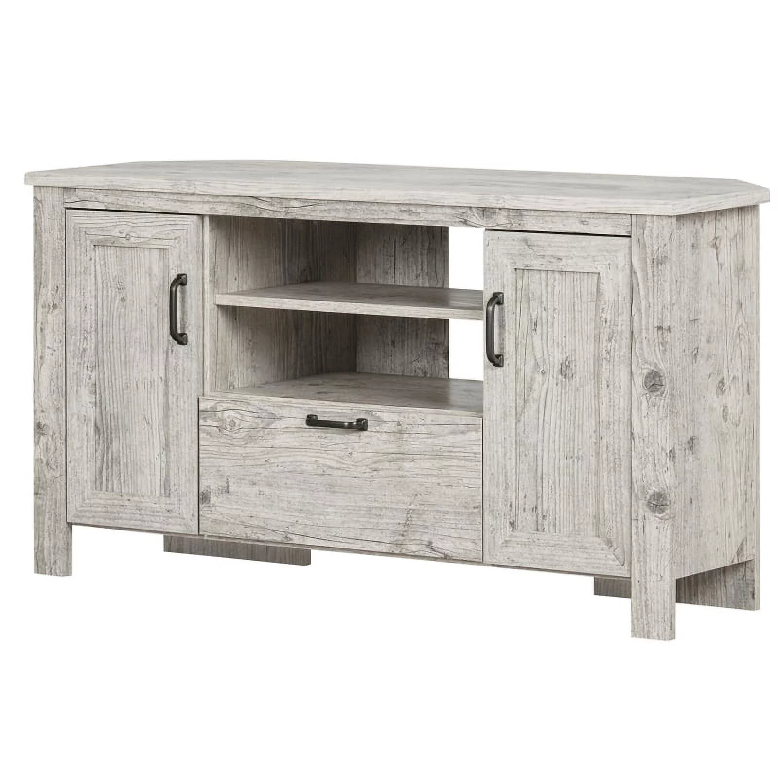 Pemberly Row Farmhouse Wood TV Stand for TVs up to 48" in Gray