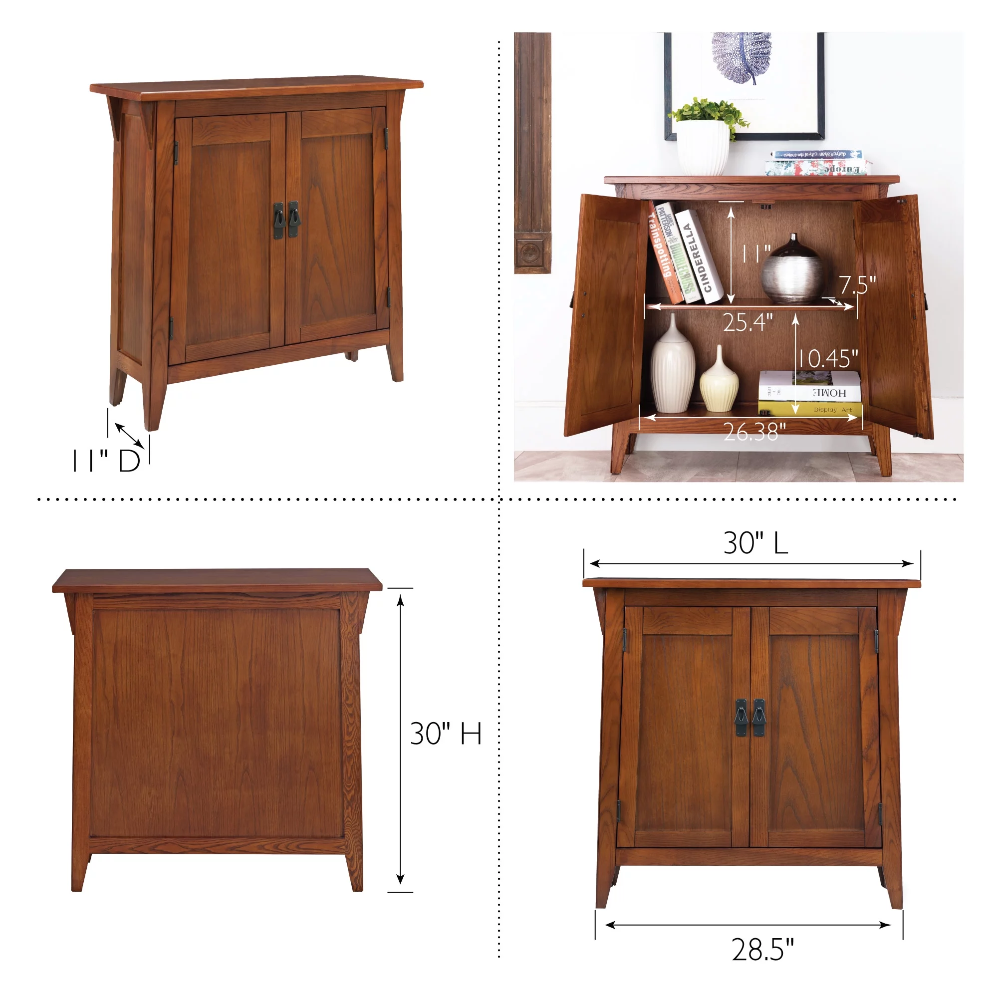 Leick Home 10001-RS Mission Foyer Cabinet Hall Stand, Made with Solid Wood, for Living Rooms, Entryway, Office, Rich Russet Finish