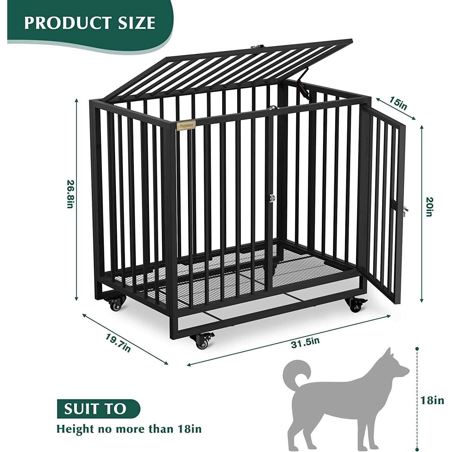 Furpezoo Dog Crate Heavy Duty Strong Steel Dog Cage Medium Dog Kennel with 4 Wheels - Pet Supplies online store