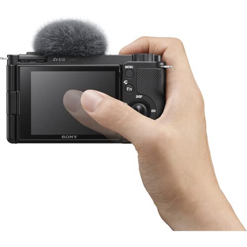 Sony ZV-E10 Mirrorless Camera (Body Only, Black) + 64GB Memory Card + Bag + Card Reader + HDMI Cable + Flex Tripod + Hand Strap + Memory Wallet + Cleaning Kit