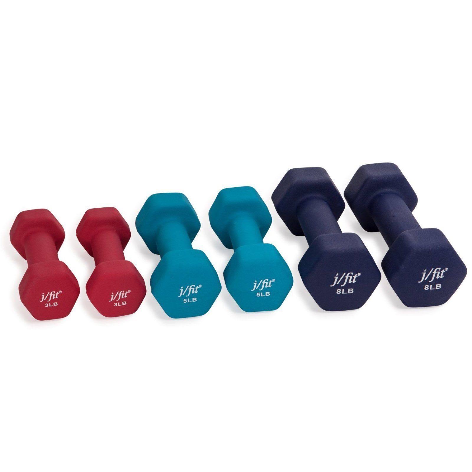 J/fit Dumbbell Set w/Durable Rack | Solid Design | Double Neoprene Coated