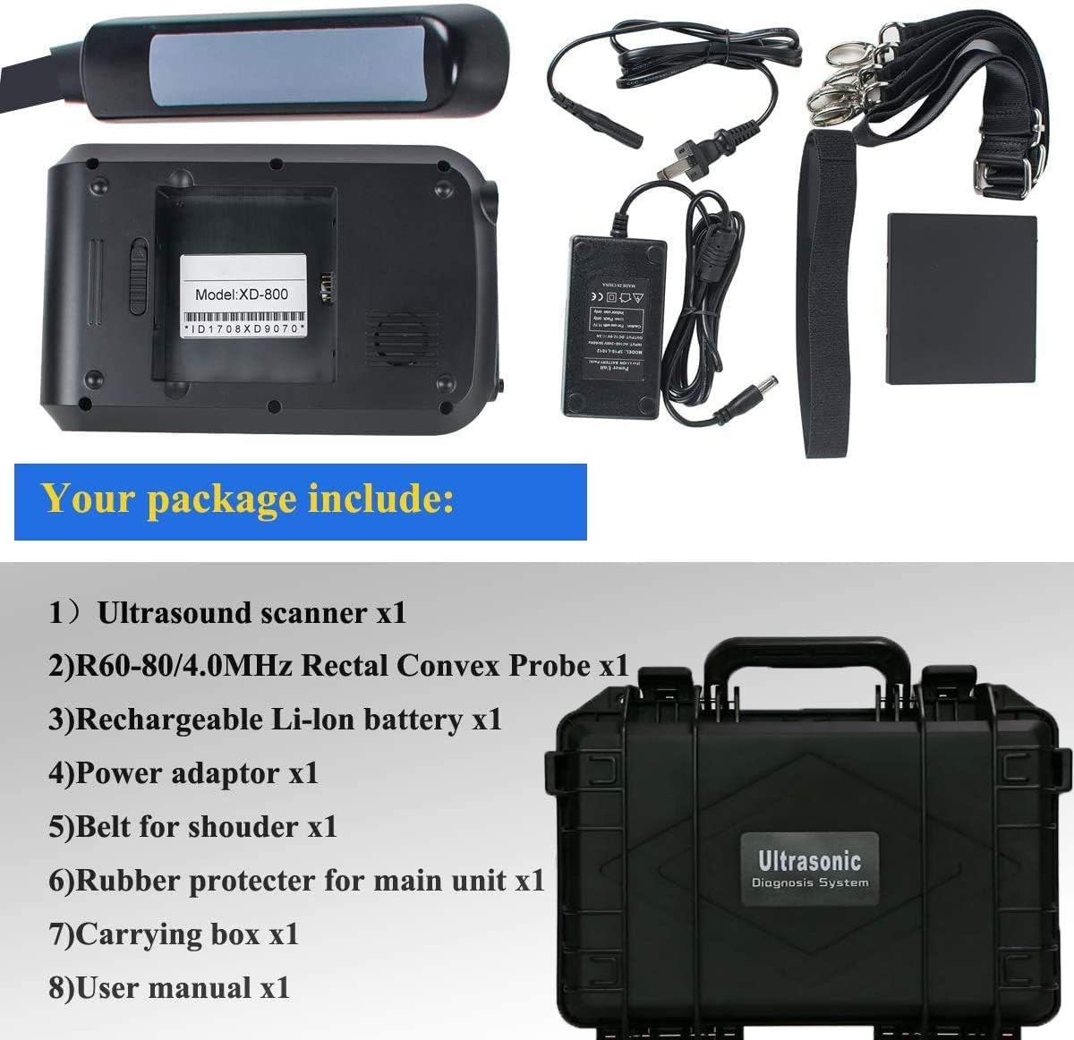 Portable Ultrasound?Scanner?for?Veterinary,Digital PalmSmart Ultrasonic Scanner Veterinary Pregnancy V8 with 4.0MHz?Rectal?Convex?Probe for Cattle, Horse, Camel, Equine, Goat, Cow and Sheep