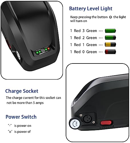 Joyisi 36V 48V 52V Ebike Battery 10Ah/12.5Ah/15Ah/20Ah Ebike Lithium Battery for 250W 500W 750W 1000W 1600W Electric Bicycles Motor and Bike Motor Conversion Kit