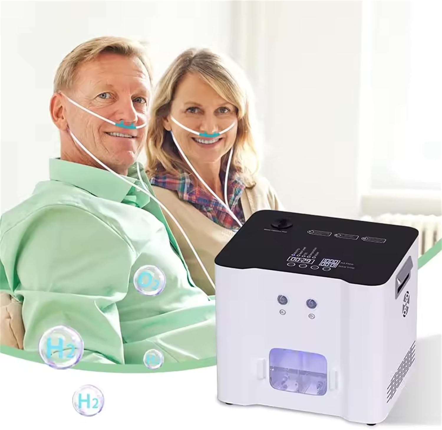 Hydrogen Inhalation Machine, HO Separated 450ml/min Double-Port Inhaler, PEM/SPE Technology, 99.99% High Purity Hydrogen Generator