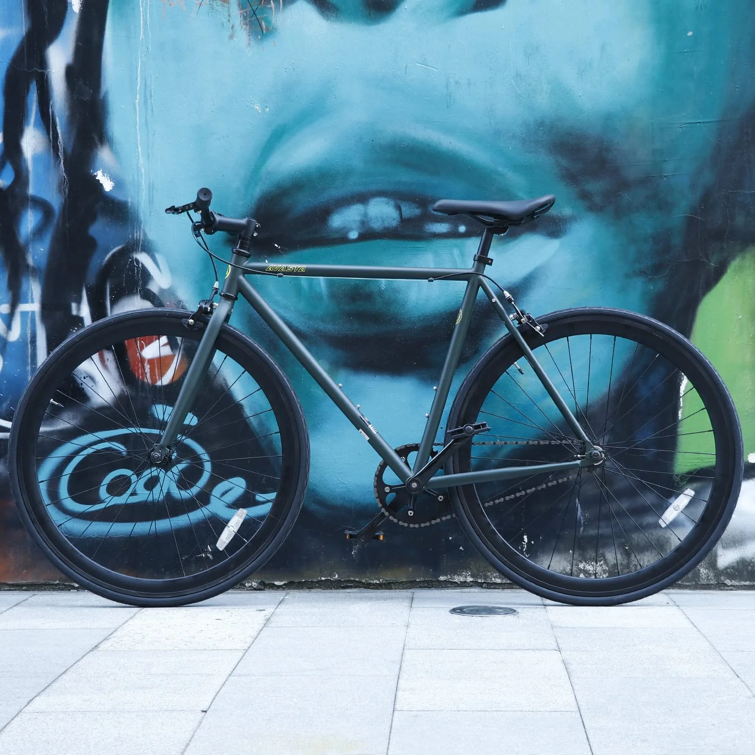 AVASTA Lightweight Unisex Single-Speed Fixed Gear Urban Commuter Bike for Women and Men,58 Green