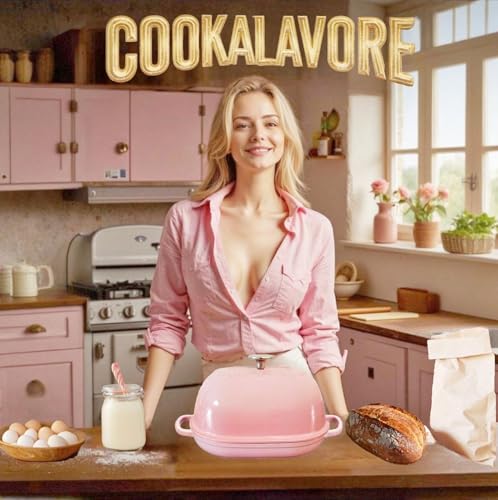 Cast Iron Dutch Oven,6 QT Bread Oven,Thick Enameled Loaf Pan with Lid,Bread Pans for Homemade Bread,14.5"Dutch Oven for Bread Baking,Loaf Pans-with Silicone Baking Mat&Recipe,Gifts for Family,Pink
