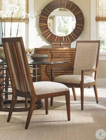 Tommy Bahama Home Island Fusion Natori Slat Back Side Chair, Gold