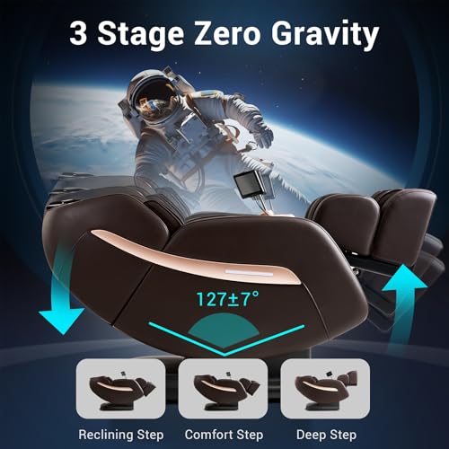 MYNTA Massage Chair Full Body, Zero Gravity SL Track Shiatsu Massage Recliner Chair with Heat, M1612 Expresso
