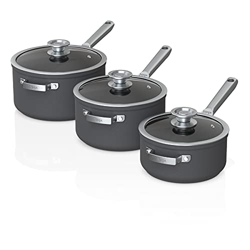 Ninja NeverStick Premium 10 Piece Pots & Frying Pans Set, with Glass Lids, Nesting, Hard Anodized, Kitchen Cookware Sets Nonstick