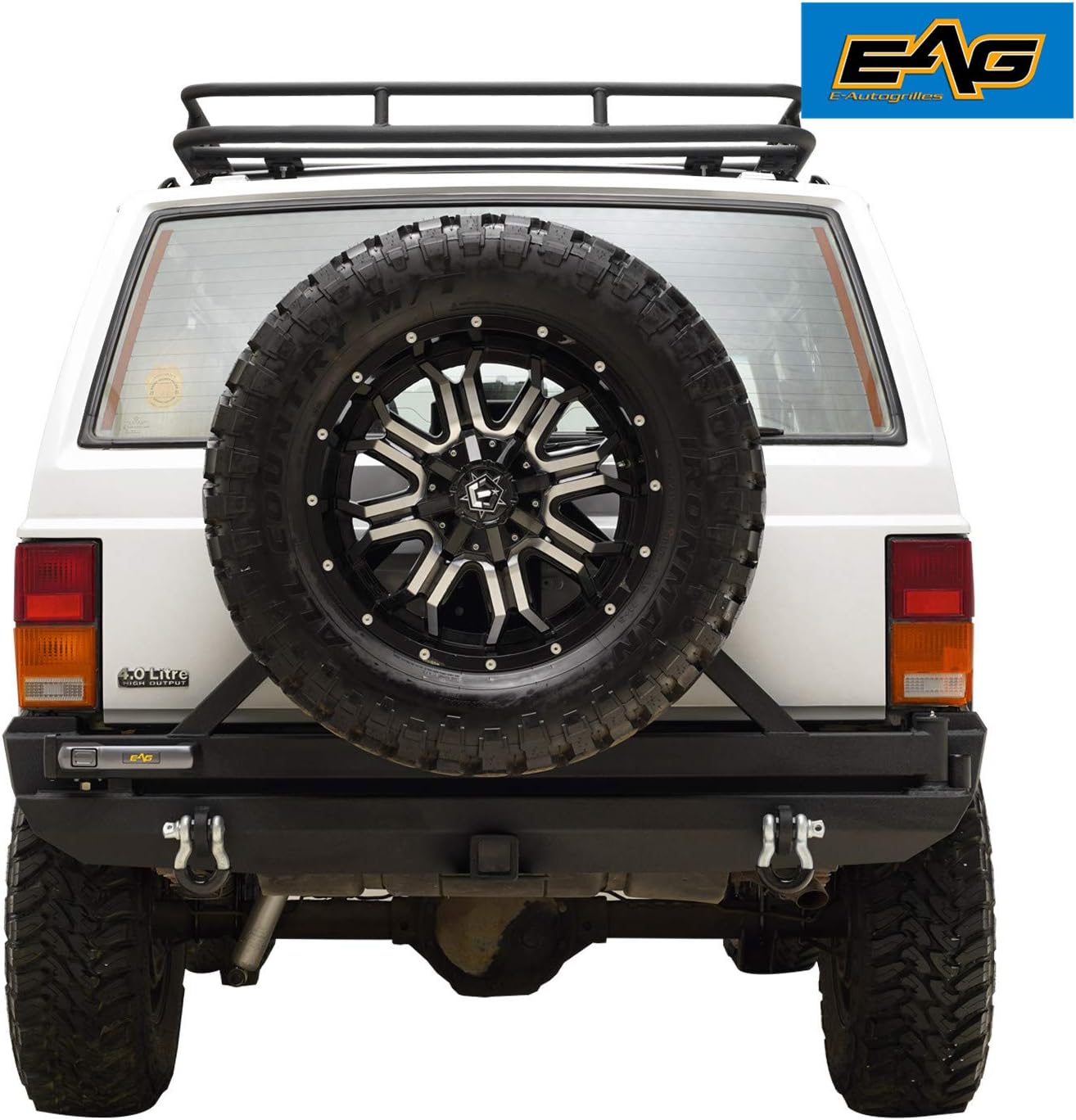 EAG Steel LED Front and Rear Bumper with Tire Carrier Fit for 84-01 Cherokee XJ