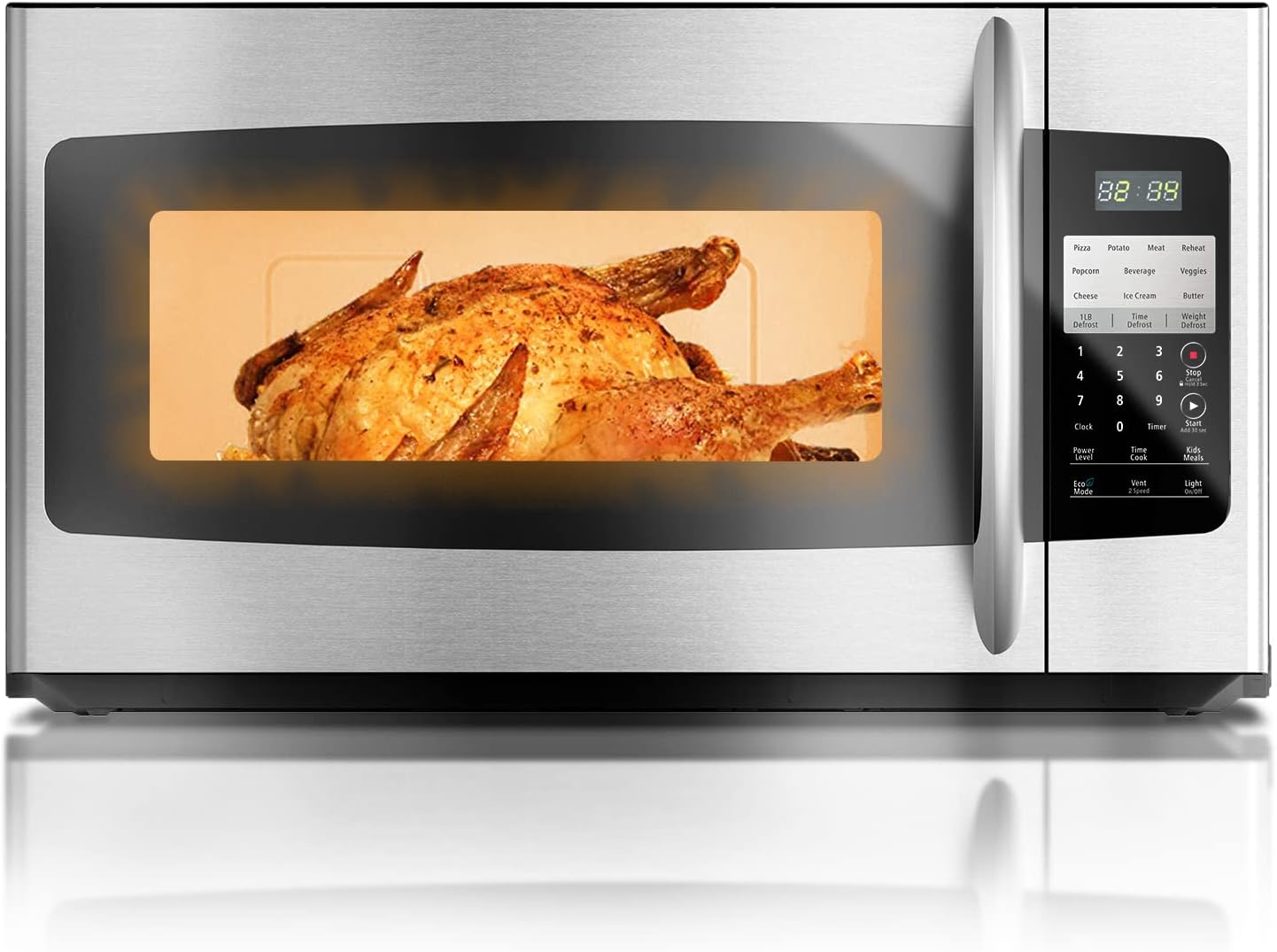 Smad 1.6 Cu. Ft. Over the Range Microwave 30 Inch with Vent, 1000 Watts Rangetop Microwave with 300 CFM, ECO Mode, LED Lighting and Child Lock, Stainless Steel