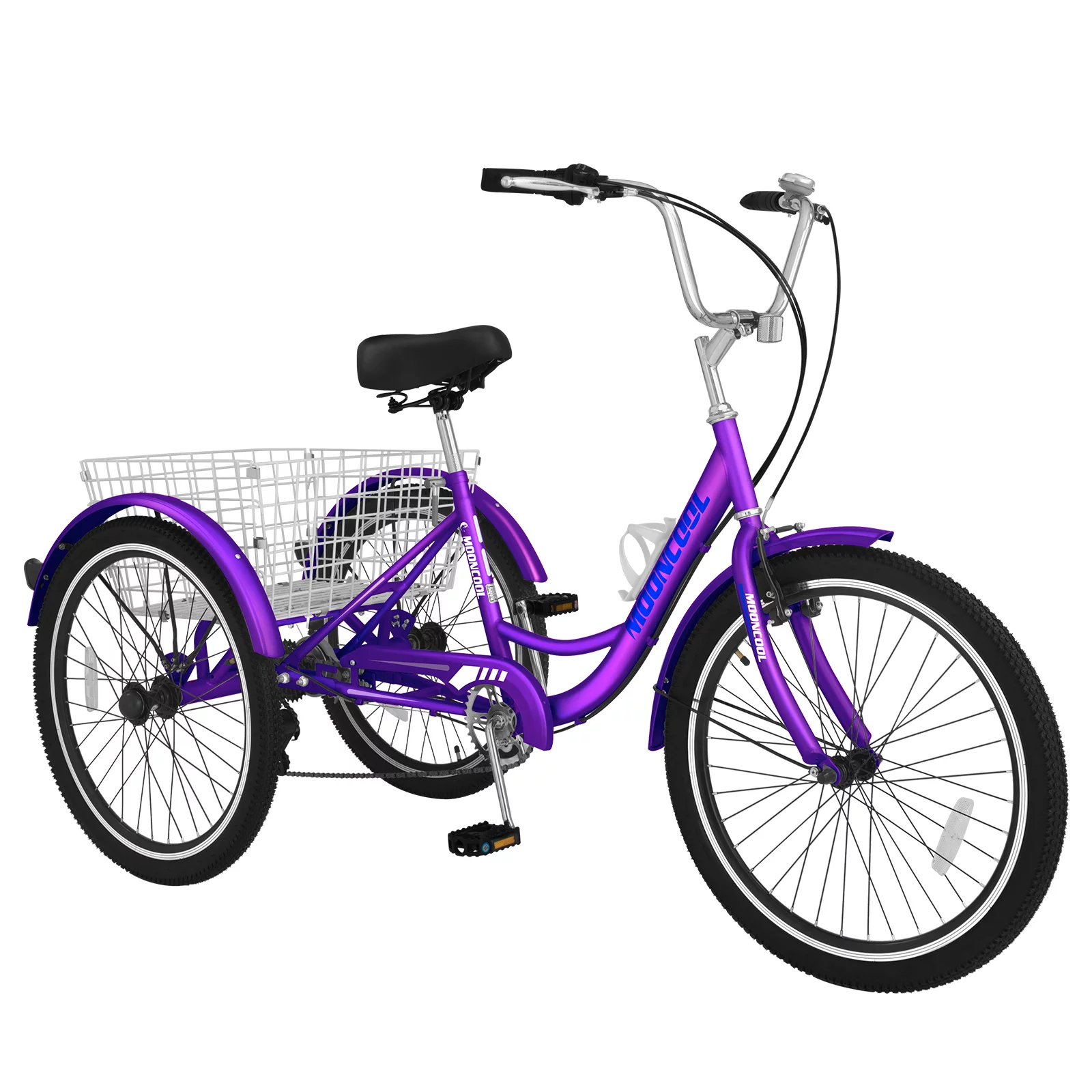LILYPELLE 24 Adult Tricycle 7 Speed, Three Wheel Bikes for Adults 400lbs,Low-Step Through Trike Cruiser for Exercise Shopping Outdoor Activities,Cyan